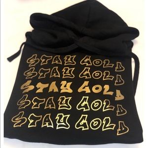 Women's Black Stay Gold Crop-Top Hoodie